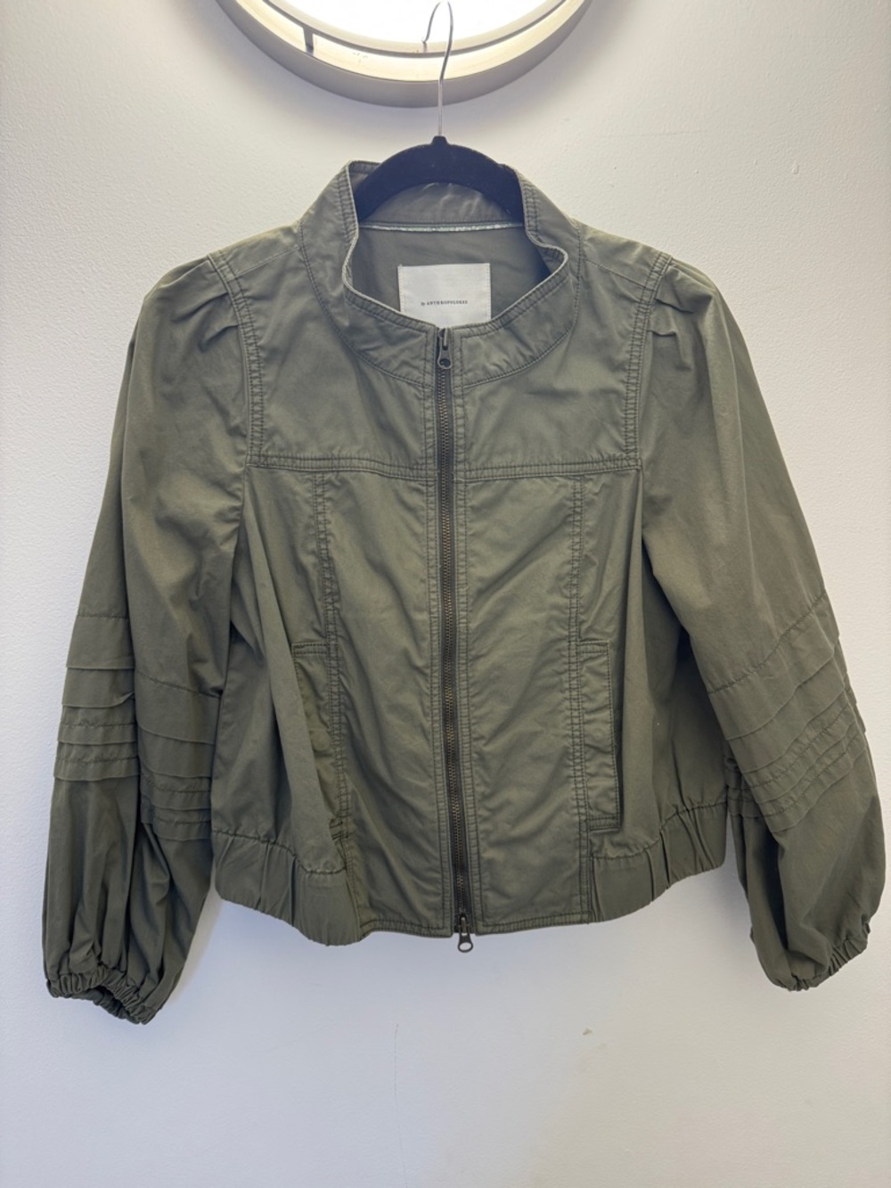 Anthropologie Olive Green Women's Zip-Front Lightweight Jacket Small